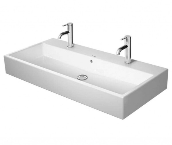 DURAVIT - Vero Air Dvojumyvadlo 100x47 cm, s přepadem, s otvory pro baterie, WonderGliss, bílá 23501000241