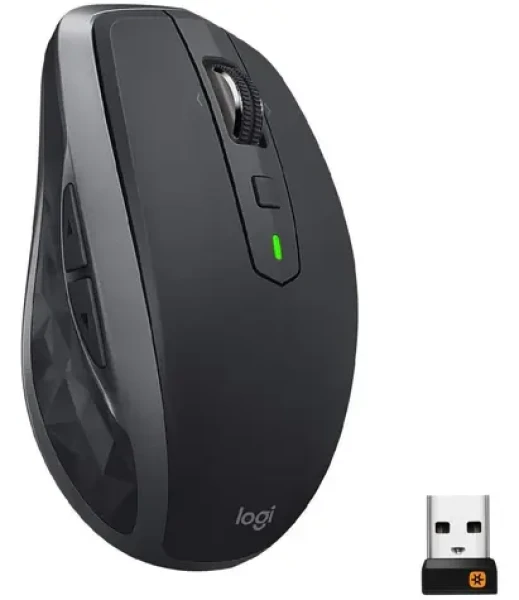 Logitech MX Anywhere 2S Graphite / Myš / bezdrátová / Laserový senzor / Bluetooth / Darkfield / Unifying přijímač (910-007231)