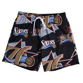 Mitchell & Ness Pánské kraťasy Philadelphia 76ers NBA Sublimated Shorts - Černá Velikost: 2XL