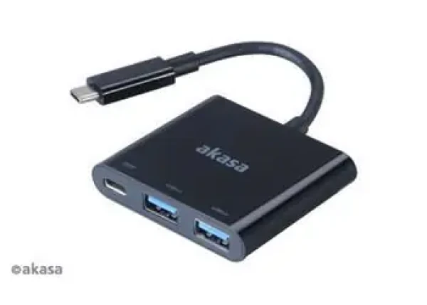 Akasa AK-CBCA08-15BK černá / Redukce USB-C / Power Delivery / 2x USB-A 3.0 / 15 cm (AK-CBCA08-15BK)
