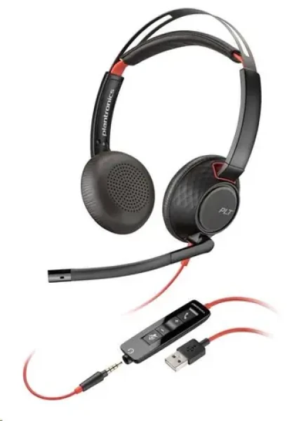 Poly Blackwire C5220 černá / Náhlavní souprava / mikrofon / dvě sluchátka / 3.5mm jack / USB-A (80R97AA)