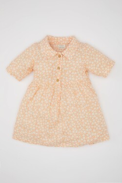 DEFACTO Baby Girl Floral Short Sleeve Crinkle Viscose Dress