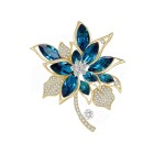 Luxusní brož Swarovski Elements Nuria - květina, Modrá