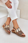 Zazoo 40385 Dámské Kožené Sandály S Leopardím Vzorem Hnědé 36