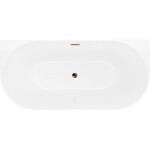 MEXEN/S - Oval Slim volně stojící vana nástěnná 170 x 80, bílá, sifon a přepad růžové zlato 52661708000-60