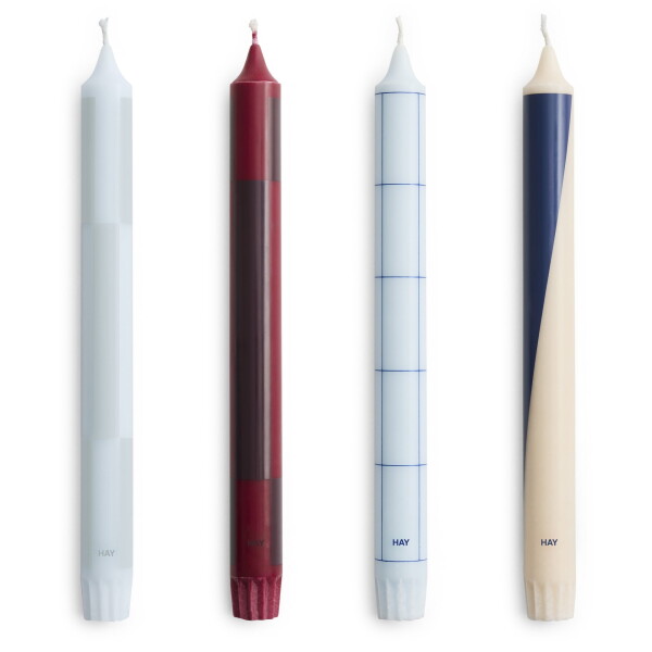 HAY Svíčky Pattern Candle set 4ks, blues and bordeaux