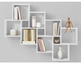 Nástěnný regál Laurio, bílá, 11 přihrádek