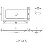 CERANO - Umyvadlo z litého mramoru Amati - bez přepadu - bílá matná - 100,8x46,8 CER-395598