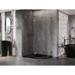 MEXEN/S - Lunar L sprchový kout pětiboký křídlový levá 80 x 90, transparent, růžové zlato 831L-080L-090P-60-00-L