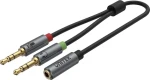Unitek Y-C957ABK stříbrná / Redukce Jack 3,5 mm - 2x Jack 3,5 mm / 0,2 m (Y-C957ABK)