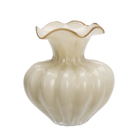 MADAM STOLTZ Skleněná váza Cream/Caramel, krémová barva, sklo