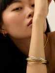 ELENYS Bangle Duo – pozlacený sada 18K žluté zlato & ocel Délka náramku: Průměr 6 cm / obvod cca 18,8 cm