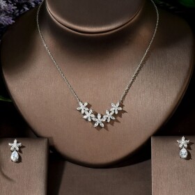 Souprava šperků Swarovski Elements Jasmine, Bílá/čirá 45 cm + 8 cm (prodloužení)