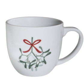 Bella Rose Vánoční hrnek Jmelí, bílá barva, porcelán