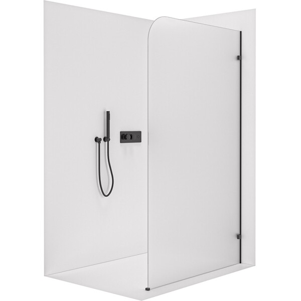 CERANO Sprchová zástěna Walk-in Orbis - Pravá - 8 mm - černá matná, mléčné sklo - 90x200 cm