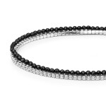 Luxusní tenisový náramek Marcia - stříbro 925/1000, Černá 17 cm + 3 cm (prodloužení)