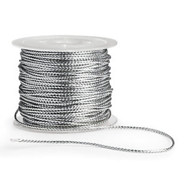 Dekorativní provázek šířka 1.8mm, délka 50m, stříbrný
