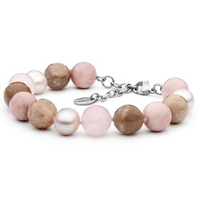 Náramek Jenny - sladkovodní perla, měsíční kámen, opál, růžový křemen, Barevná/více barev 20 cm (L)