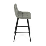 Židle barová, zelená látka, čtyřnohá kovová podnož, černý mat