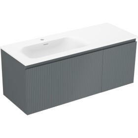MEXEN/S - Rivel koupelnová skříňka 120 cm s umyvadlem Vela levá, 1S, 1D, reliéf, grafit mat/bílá mat 91A23-12047-3-BBFF66-W23L01