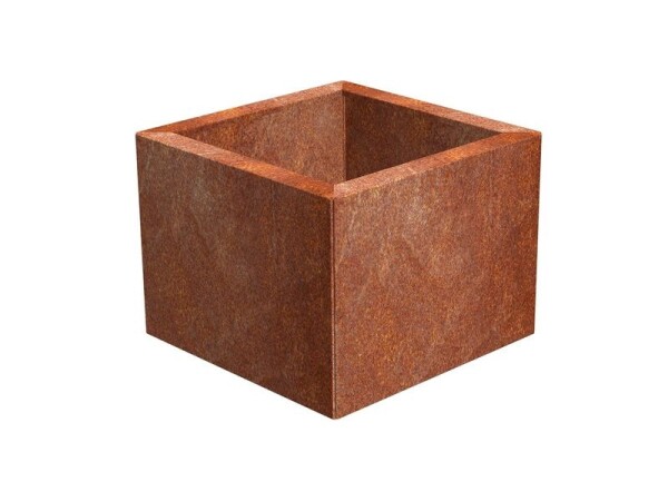 Cortenový květináč CUBE 002, š. 40 × d. 40 × v. 30 cm