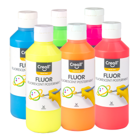 Sada temperových barev Creall Fluor, 6 x 250 ml, mix barev