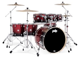 PDP Concept Maple 7 Piece Red to Black Fade Sparkle Laquer