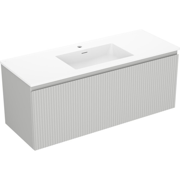 MEXEN/S - Rivel koupelnová skříňka 120 cm s umyvadlem Otis, 1 šuplík, reliéf , šedá mat/bílá mat 91A20-12047-1-BF62-W18M01