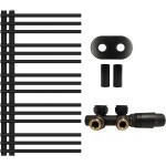CERANO Koupelnový radiátorový set Burke - ústřední vytápění - asymetrické připojení 50 mm - 348W - černá matná - 900x500 mm