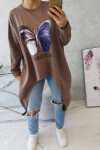 Halenka s oversize potiskem mocca UNI