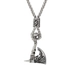 Náhrdelník Vikingská sekera VALKNUT - symbol posmrtného života, runa, 60 cm Vintage Náhodná