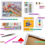 Antistresové omalovánky TSvetnoy TSvetnoy, LG041e, Diamond painting - diamantové malování, 40 x 50 cm, Most přes řeku