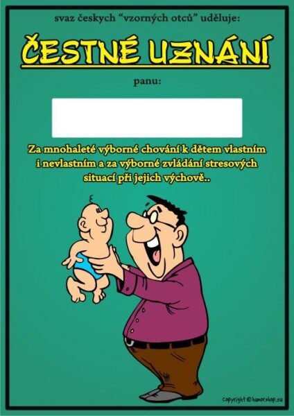 Joke21 Certifikát - čestné uznání - Svaz vzorných otců - č.01