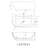 CERANO - Vana akrylátová Livia - volně stojící - asymetrická - pravá - bílá lesklá - 170x81x56 CER-978801