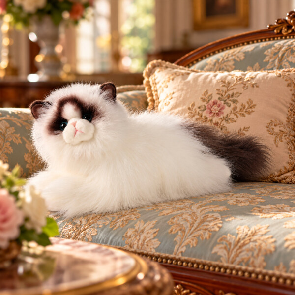 Plyšová kočka ragdoll ležící 35 cm, ECO-FRIENDLY