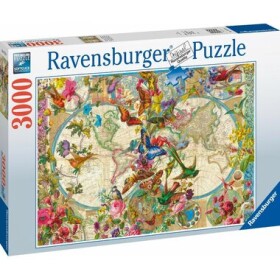 RAVENSBURGER Mapa světa s flórou a faunou 3000 dílků
