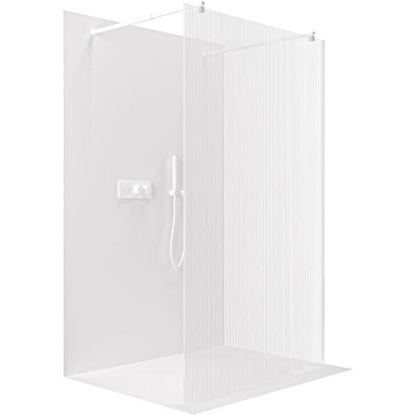 CERANO Sprchová zástěna Walk-in Onyx Duo L/P - 8 mm - kulatá vzpěra - bílá matná, rýhované sklo - 50x200 cm