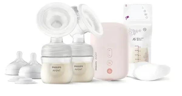 Philips AVENT SCF397/31 růžová / Elektrická odsávačka mateřského mléka / Duo / 2x 125 ml lahev