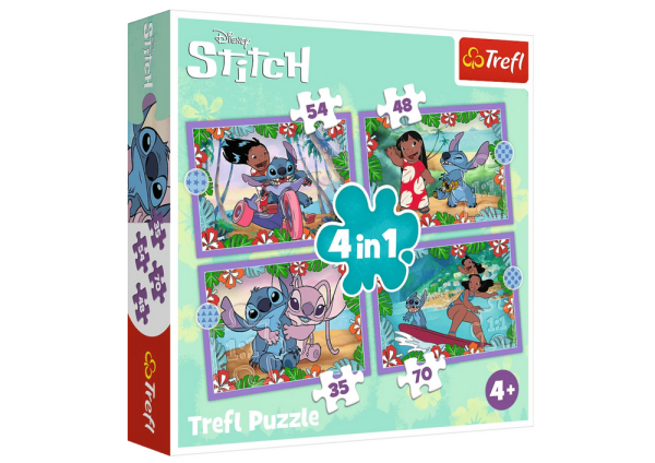 Mamido Puzzle Bláznivý den Lilo a Stitch 4v1 Trefl