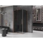 MEXEN/S - Velar L sprchový kout, posuvné dveře 100 x 110, grafit, měď kartáčovaná 871-100-110-43-65