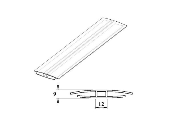 GEOMAT Polykarbonátový H-profil pro polykarbonát tl. mm, délka