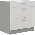 Spodní skříňka 80 D 3S BB - Premium Box Barva korpusu: Šedá, Barva dvířek: Šedý lesk (Šedá)
