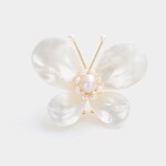 Luxusní perleťová brož ve tvaru motýla s pravými perlami, Zlatá