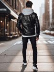 Pánská kožená bunda černá FashionStreet TX4330 XXL