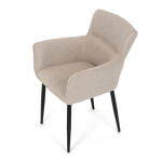 Židle jídelní, snadno čistitelná krémová látka, černý matný lak, kovové nohy