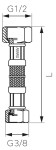 NOVASERVIS - Nerezová hadička M1/2" x M3/8"-80cm PWS86
