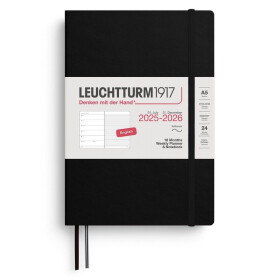 Weekly Planner & Notebook 2026 Medium (A5) 18 Months Black