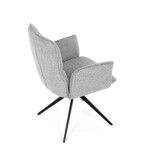 Židle jídelní, šedá látka, 360° vratný mechanismus, černý kov