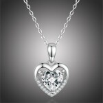 Stříbrný náhrdelník Amorita - stříbro 925/1000, čirý zirkon, srdce, Bílá/čirá 41 cm + 5 cm (prodloužení)