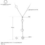 Ocelový náhrdelník se zirkony Elgio - chirurgická ocel, srdíčko, Stříbrná 40 cm + 5 cm (prodloužení)